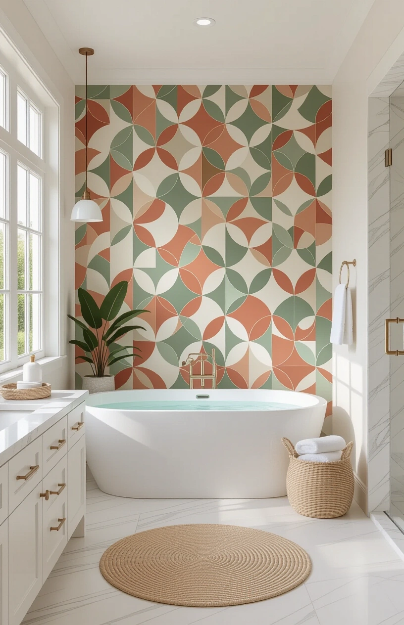 Bathroom Refresh: 10 Easy Updates That Make a Big Impact - Accent Wall with Peel and Stick Wallpaper
