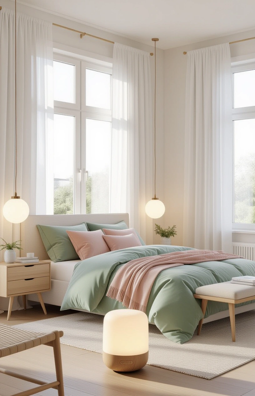 Create Your Dream Bedroom Sanctuary: 15 Calming Decor Ideas - Essential Oil Diffuser for Aromatherapy