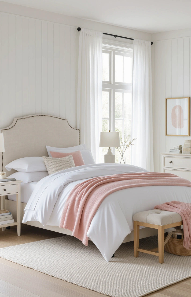 DIY Headboard Ideas: Budget-Friendly Projects for a Bedroom Makeover - Simple Fabric Panel Headboard with Nailhead Trim