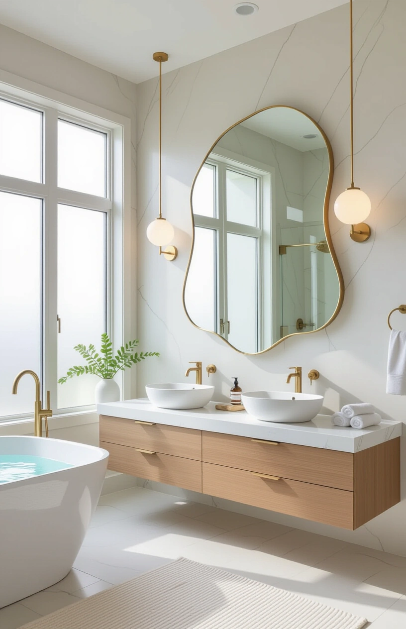 Bathroom Refresh: 10 Easy Updates That Make a Big Impact - Statement Mirror Above a Double Sink