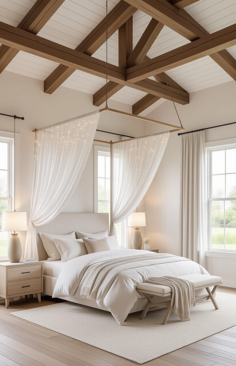 Create Your Dream Bedroom Sanctuary: 15 Calming Decor Ideas - String Lights Draped Around a Canopy Bed