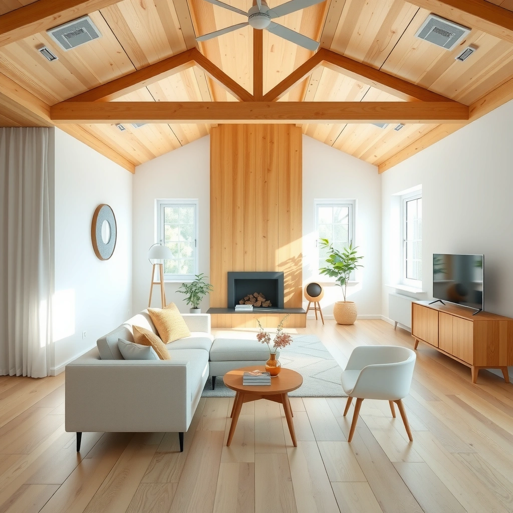 Minimalist Living Room with Natural Wood