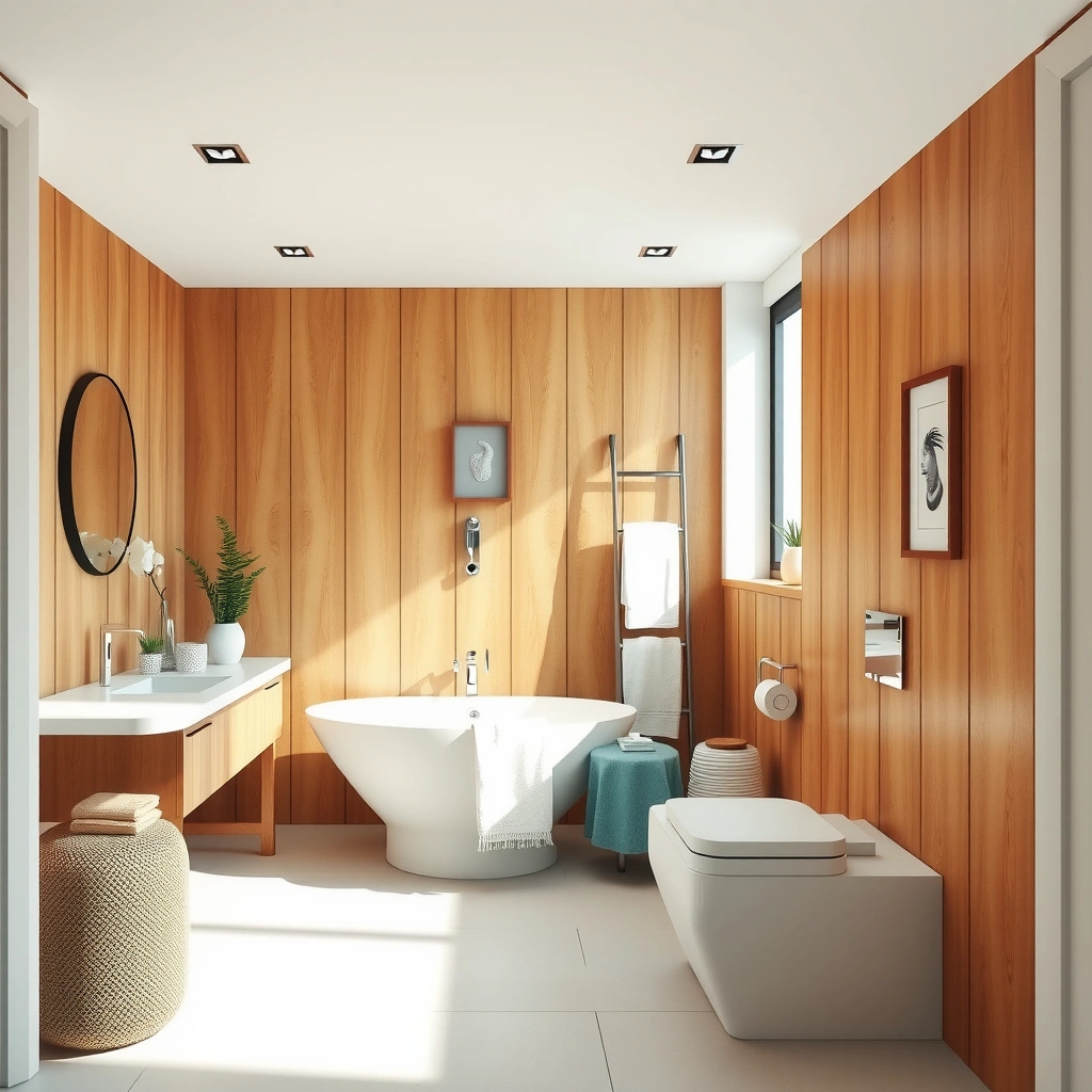 Warm Wood Accents in the Bathroom